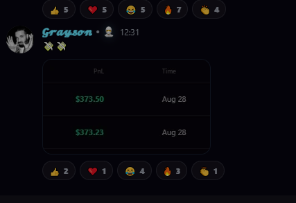 Grayson member-shared historical swaps results screenshot